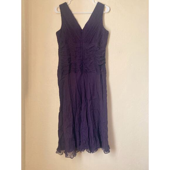 Talbots Women's Dress Size 12 Purple Pure Silk Beaded Evening - Picture 2 of 7